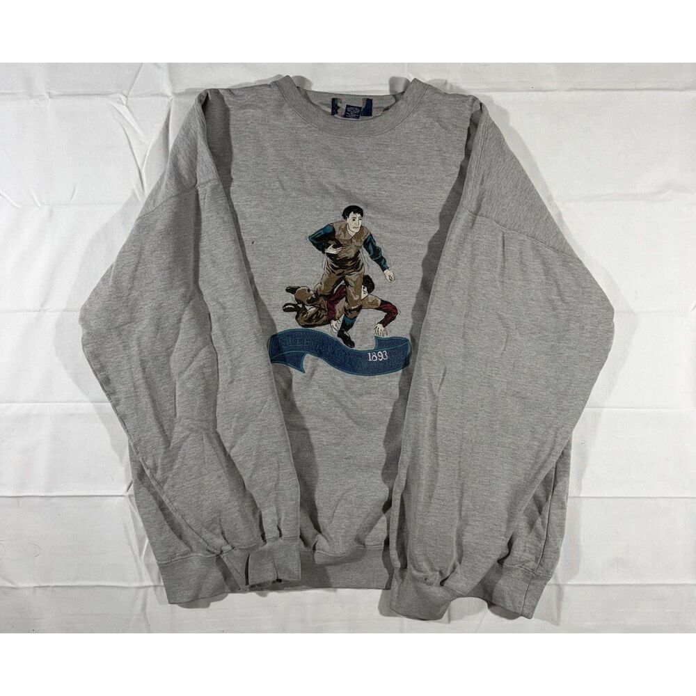 Vintage Collegiate 1893 Rugby Embroidered Gray Crewneck Sweatshirt XL